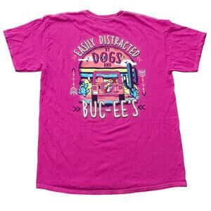 Buc-ee's Pink Easily Distracted By Dogs And Buc-ee's Short Sleeve Shirt Bucee's
